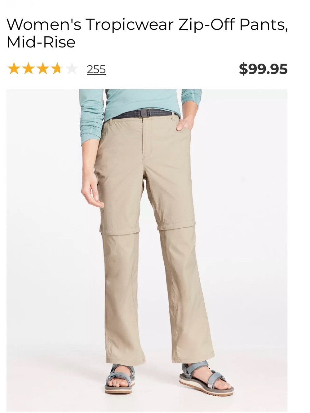 L.L. Bean Women's Zip-Off Straight-Leg Pants - Beige